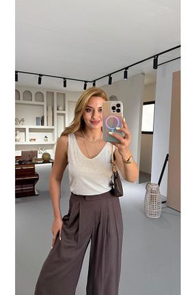 بلوز بژ زنانه ساده Sezgi Tekin - کد 944527783