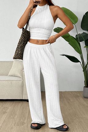 ست بالاتنه و پائین تنه سفید زنانه بافت Trendseninle - کد 944543610