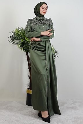 لباس مجلسی حجاب رنگی زنانه یقه ایستاده GİYZAMİLA - کد 944634147