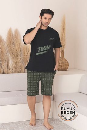 ست لباس راحتی سایز بزرگ مشکی مردانه چاپی Farya Home - کد 944689489