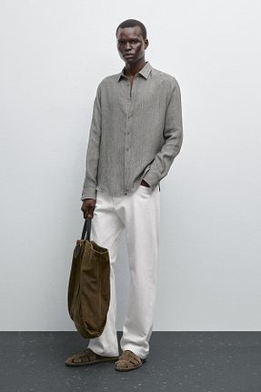 پیراهن طوسی مردانه رگولار Massimo Dutti - کد 944722509