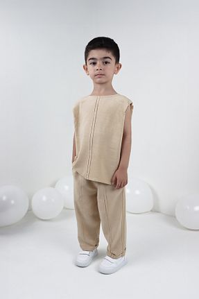 ست بالاتنه و پائین تنه بژ بچه گانه بافتنی SEUZ KIDS CHILDREN