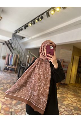 شال قهوه ای زنانه پنبه ای Neva - کد 944807077