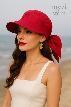 کلاه قرمز زنانه پنبه ای MYZİ STORE - کد 945023141