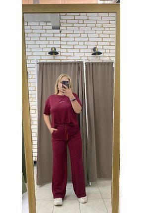 شلوار کرمگن زرشکی زنانه رگولار TUBA TOPTAŞ - کد 945037997