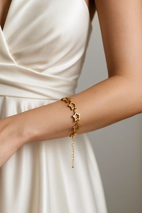 دستبند استیل (فولاد) زرد زنانه استیل (فولاد) glanssieraad - کد 945061749