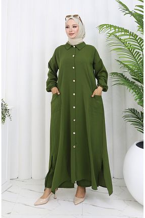 ست بالاتنه و پائین تنه حجاب خاکی زنانه رگولار sefamerve - کد 945069097
