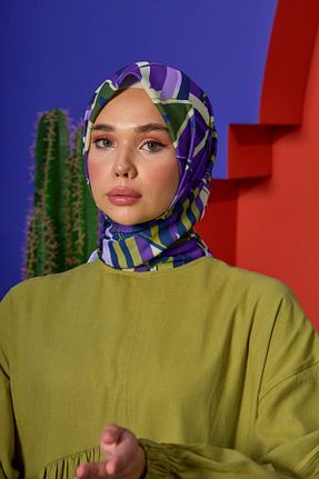 روسری بنفش پنبه ای İpekhan - کد 850311656