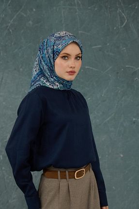 روسری آبی پنبه ای İpekhan - کد 897984859