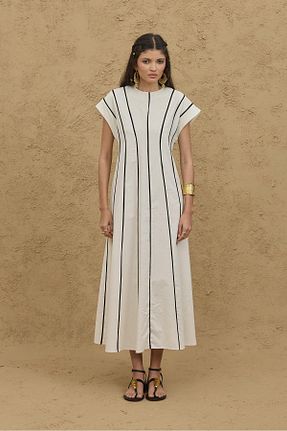 لباس سفید زنانه مخلوط کتان Fahhar - کد 945135249