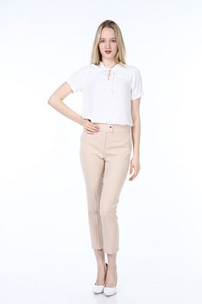 شلوار پارچه ای بژ زنانه بلند Miss Adore Butik Moda - کد 945194580
