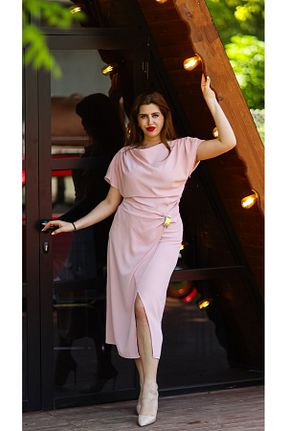 لباس سایز بزرگ صورتی زنانه پلی استر LAMAZONEEXXEN - کد 945468189