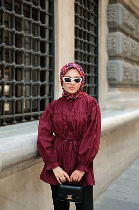 پیراهن حجاب زرشکی زنانه رگولار LOCCO - کد 945301297