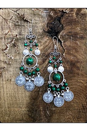 گوشواره جواهر سبز سنگ طبیعی MODA - کد 945366366
