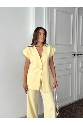 ست بالاتنه و پائین تنه زرد زنانه بافتنی RAWEA FASHİON - کد 945365960