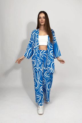 ست بالاتنه و پائین تنه آبی زنانه بافتنی Betimoda - کد 945370273