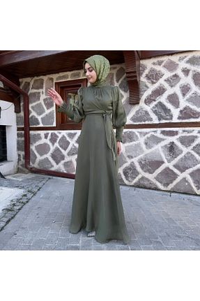 لباس مجلسی حجاب خاکی زنانه یقه ماهیگیر sümeyra - کد 945373325
