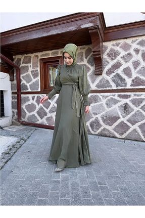 لباس مجلسی حجاب خاکی زنانه یقه ماهیگیر sümeyra - کد 945373325