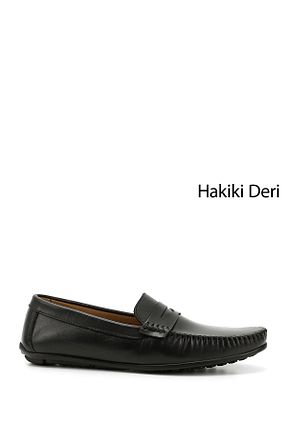 کفش کژوال مشکی مردانه چرم خالص GÖNDERİ(R) - کد 98125862
