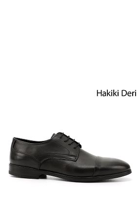 کفش کلاسیک مشکی مردانه چرم خالص GÖNDERİ(R) - کد 927650121