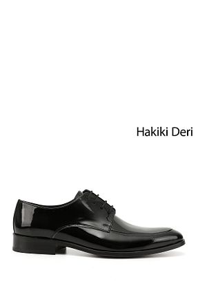 کفش کلاسیک مشکی مردانه چرم خالص GÖNDERİ(R) - کد 644461