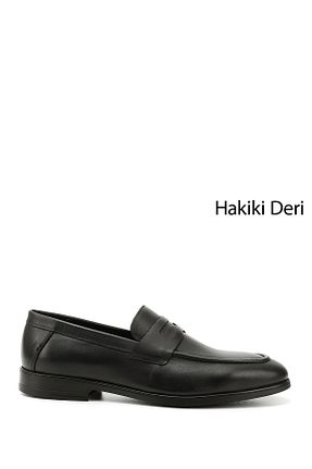 کفش لوفر مشکی مردانه چرم خالص GÖNDERİ(R) - کد 927649913