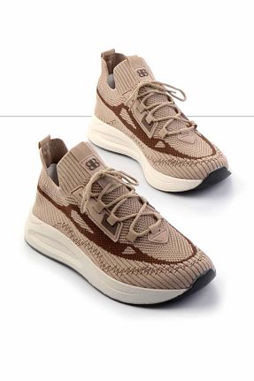 کفش اسنیکر بژ مردانه بند دار Bambi - کد 805936335