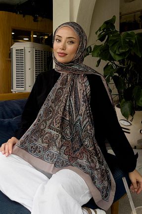 شال قهوه ای زنانه lamelif.com - کد 861894646