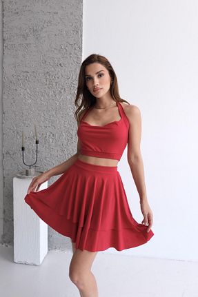 ست بالاتنه و پائین تنه قرمز زنانه بافتنی STANVİA - کد 934229898
