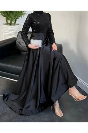 لباس مجلسی حجاب مشکی زنانه یقه ایستاده Asya Karen - کد 928949067