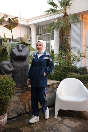 ست گرمکن حجاب سرمه ای زنانه رگولار Wovi Moda - کد 900755863