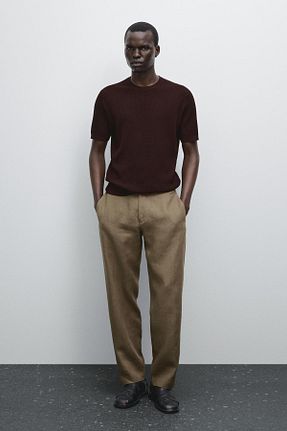 تیشرت زرشکی مردانه رگولار Massimo Dutti - کد 948348447
