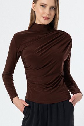 بلوز قهوه ای زنانه ساده VODENS - کد 899155979