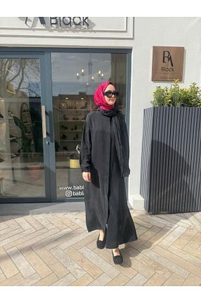 مانتو بلند حجاب مشکی زنانه پنبه ای MissWhence - کد 919973439