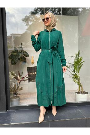 مانتو بلند حجاب سبز زنانه پنبه ای MissWhence - کد 879915205