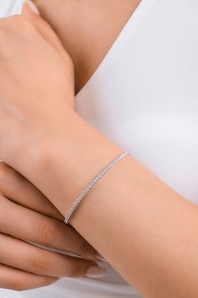 دستبند طلا سفید زنانه 14 عیار Side Gold Kuyumculuk - کد 731816884
