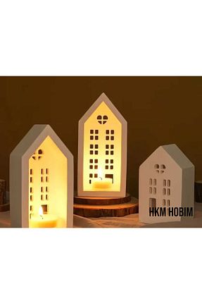 شمعدان و شمع گیر سفید Taş Tozu HKM Hobim - کد 944122809