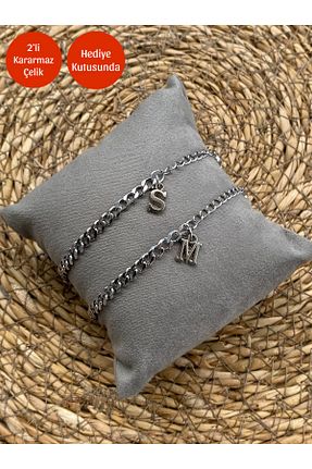 دستبند استیل (فولاد) طوسی زنانه استیل ضد زنگ ruvelu - کد 941817846