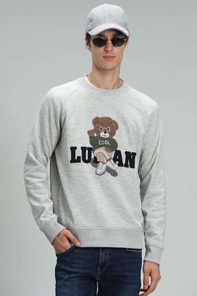 سوئیشرت طوسی مردانه چاپی Lufian - کد 374792013