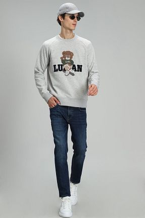 سوئیشرت طوسی مردانه چاپی Lufian - کد 374792013