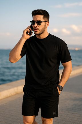 ست بالاتنه و پائین تنه مشکی مردانه بافتنی Pobudo - کد 829358893