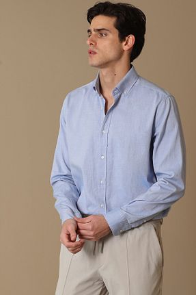 پیراهن آبی مردانه اسلیم فیت Lufian - کد 339530394