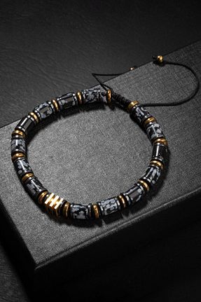 دستبند استیل (فولاد) طلائی مردانه سنگ طبیعی OSMANLI DOĞAL TAŞ - کد 743167089