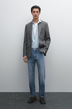 شلوار جین سرمه ای مردانه پاچه تنگ Massimo Dutti - کد 888658583
