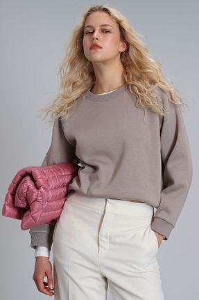 سوئیشرت قهوه ای زنانه ساده Lufian - کد 772496489
