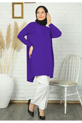 تونیک حجاب بنفش زنانه مخلوط ویسکون NİSUM MODA - کد 941343102