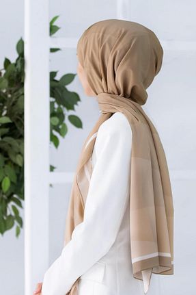 شال قهوه ای زنانه Medine İpeği Vissona - کد 900822229