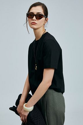 تیشرت مشکی زنانه یقه دوچرخه Lufian - کد 929414488