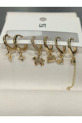 گوشواره جواهر طلائی مروارید Bijutek - کد 886724137