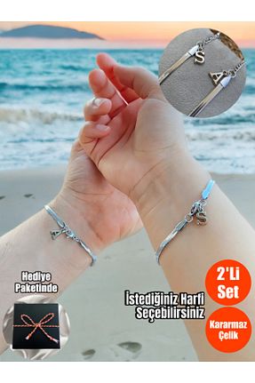 دستبند استیل (فولاد) طوسی زنانه استیل ضد زنگ ruvelu - کد 943231191